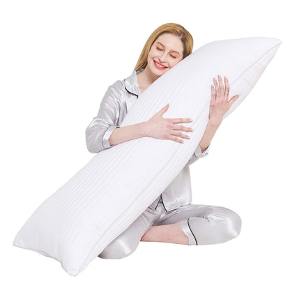 YUGYVOB Body Pillow for Adults- Large Full Body Pillow Insert Breathable &Cooling Satin Stripe Long Pillow for Bed Fluffy & Firm 20x54 Inch