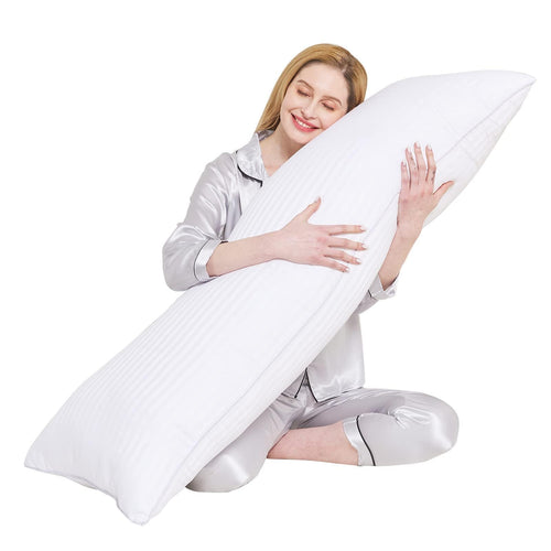 YUGYVOB Body Pillow for Adults- Large Full Body Pillow Insert Breathable &Cooling Satin Stripe Long Pillow for Bed Fluffy & Firm 20x54 Inch